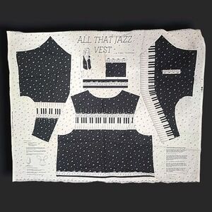 1996 Fabric Traditions All That Jazz Vest Panel Piano‎ Music Sew Craft Fabric